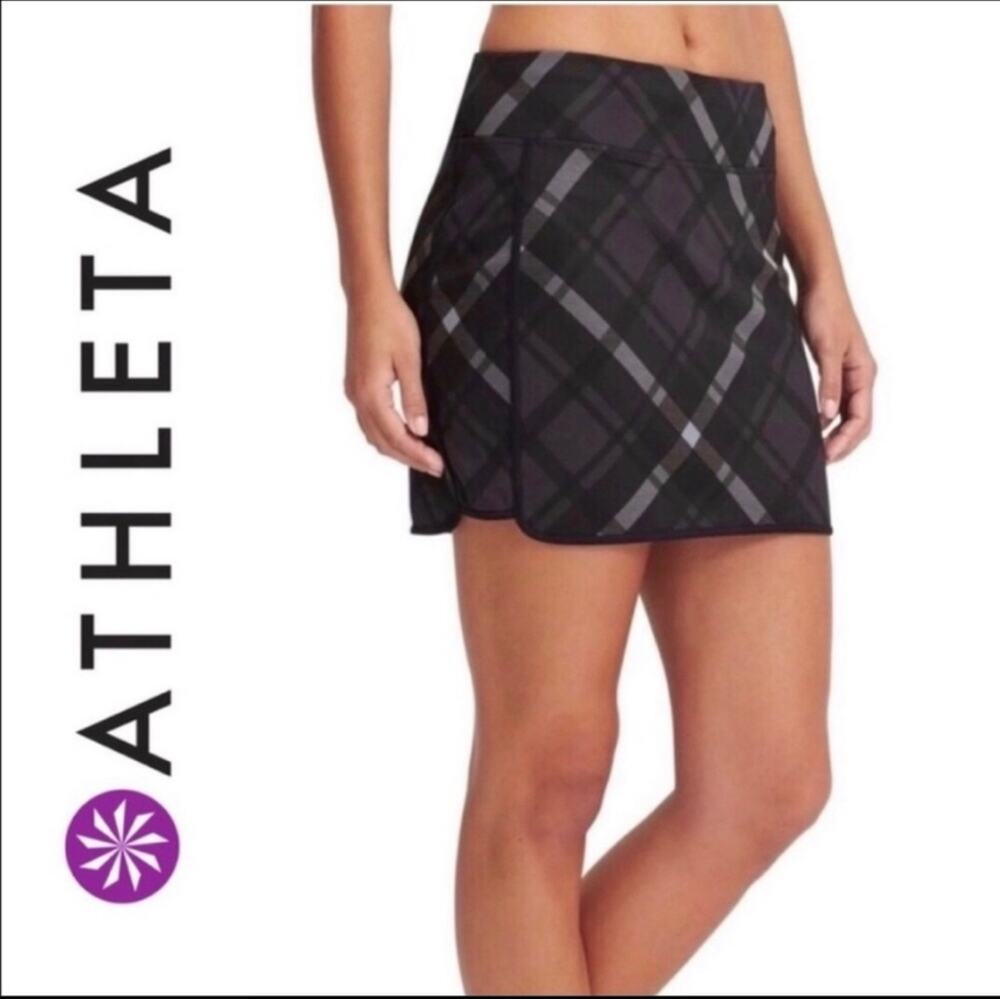 Athleta Fleece Lined Plaid Goth Stretch Spring Schoolgirl Layering Mini Skirt